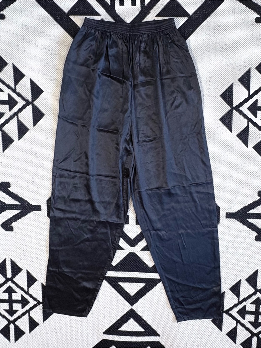 Royal Silk Pull-On Lounge 100% Silk Pants in Black Size 6